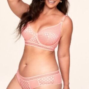 NWT Adore Me Pink Tatum Unlined Plus Bra Set 40D and Panty Sz 1X